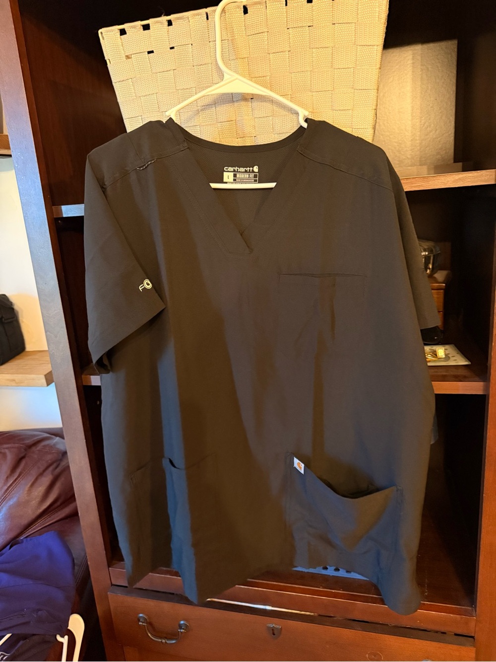 Carhartt Black V-Neck Work Scrub Top